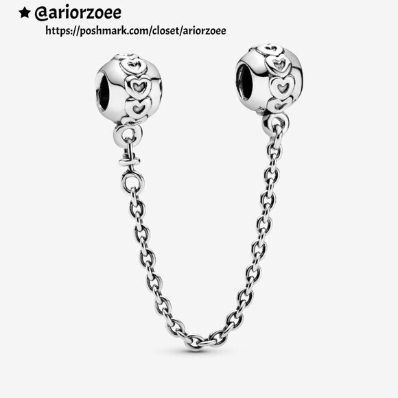 Pandora Band of Hearts Safety Chain Charm - Picture 1 of 2